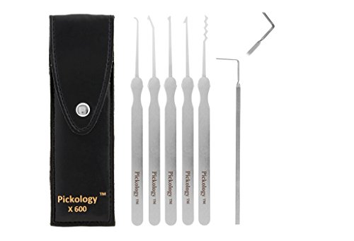 Pickology X600-6 Piece Lock Pick Set with Reinforced Handles and Easy Pickings Booklet
