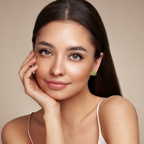 Rotatable Four Leaf Clover Earrings Stud Jade Earrings Green Stud Gold Earrings for Women Trendy3