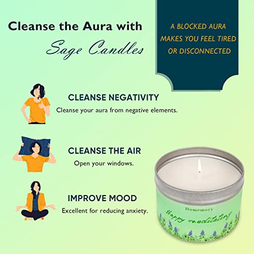 Candles For Home Scented, Sage Candles For Cleansing House, Natural Non-Toxic Soy Candles With Essential Oils, Aromatherapy Candle, Tin Candle For Meditation, Purification And Chakra Healing, 6Oz #TOP3
