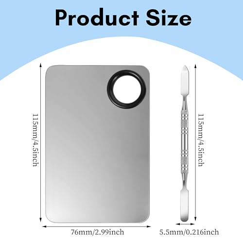 Beauté Secrets 2 in 1 Makeup Cosmetic Mixing Palette, Stainless Steel Foundation Palette with Spatula for Mixing Foundation, Eye Shadow, Eyelash, Lipstick, Nail Art, Silver - Image 7