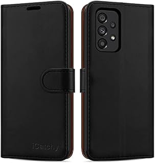 iCatchy for Samsung Galaxy A53 Case Leather Wallet Book Flip Folio Stand View Kickstand Card Slots Full Protection Folio Cover Compatible with Samsung A53 5G (Black)