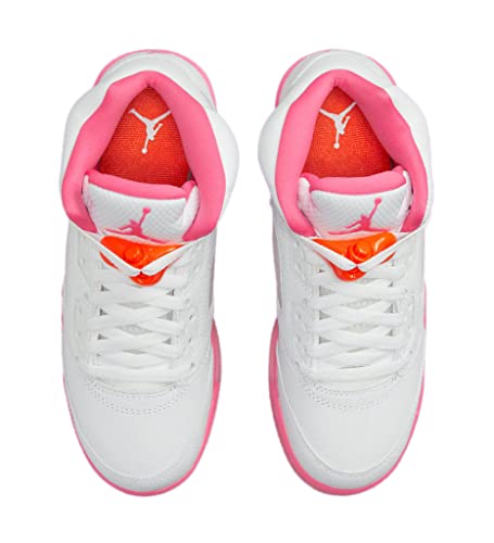 Jordan Boy's 5 Retro (Big Kid) White/Pinksicle/Safety Orange 5 Big Kid M4