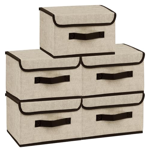 KATIMI 5 Pieces Clothes Storage Boxes with Lids, Thickened Fabric...