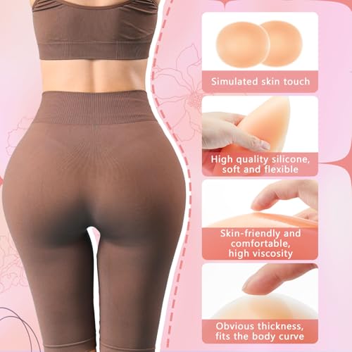 4 Pcs Silicone Butt Pads for Women Hip Pads Adhesive Reusable Butt Padded Underwear Hip Enhancer Shapewear Sticky Buttocks Enhancer Beige3