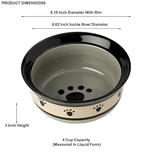 PetRageous 44249 Metro Dishwasher and Microwave Safe Dog Bowl 8-Inch Diameter, 4-Cup Capacity for Medium and Large Dogs and Cats, Black, 3.25 Inch (Pack of 4)