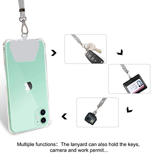 takyu Phone Lanyard, Universal Cell Phone Lanyard with Adjustable Nylon Neck Strap, Phone Tether Safety Strap Compatible with Most Smartphones with Full Coverage Case (Gray) - Thumbnail 3