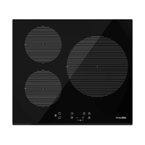 UNIVERSALBLUE | Placa Inducción | 3 Fuegos | Potencia 7000 W | Control Táctil | Temporizador | Función Boost | Color Negro | Apagado de Seguridad | 9 Niveles de Potencia | Envío 24-48h (laborables)