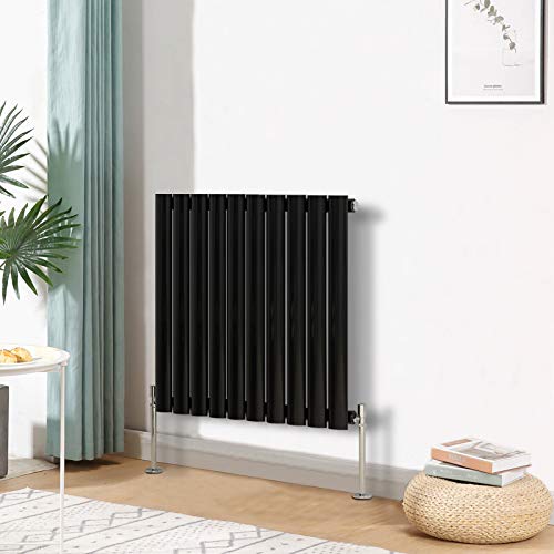 Blümme Single Oval Column Horizontal Designer Radiator 600x590mm Black