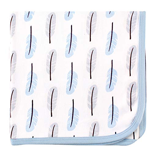 Touched by Nature Unisex Baby Organic Cotton Swaddle, Receiving and Multi-purpose Blanket, Feather, One Size