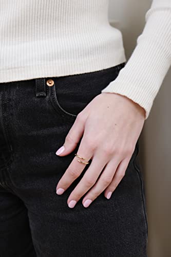 Devin Rose Open Swirl Wrap Around Minimalist Band Ring For Women Rhodium Plated Brass Size 8 #TOP4