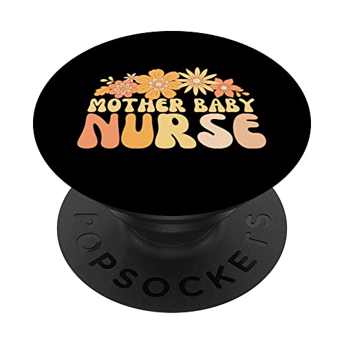 Groovy Mother Baby Nurse Postpartum Nursing Retro PopSockets PopGrip Intercambiable