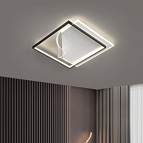 Plafonnier LED dimmable carré 57W noir pour éclairage de salon - 3