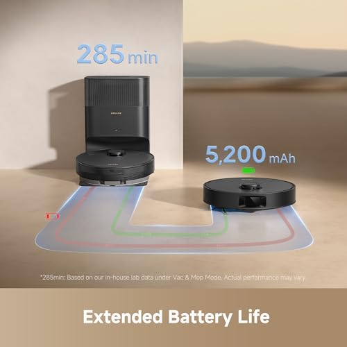 DREAME D20 Plus Robot Vacuum, 13,000Pa Suction, DuoBrush for Pet Hair, Dust Auto-Empty, LDS Navigation, 2-in-1 Vacuum & Mop, Hard Floors & Carpets, 5,200mAh Battery, App & Voice Control Black by DREAME - Image 7