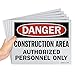 SmartSign (Pack of 5) 9 x 12 inch “Danger - Construction Area, Authorized Personnel Only” OSHA Sign, Screen Printed, 10 mil Polystyrene Plastic, Red/Black on White