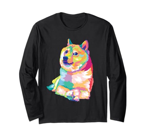 Wow Doge Meme Pop Art - Simpatico design Shiba Inu Maglia a Manica