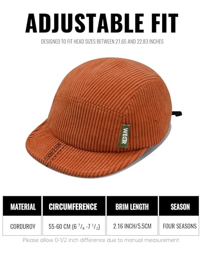 Croogo Corduroy Trucker Hat Unisex 5 Panel Baseball Cap Soft Short Brim Running Cap Low Profile Retro Dad Hat