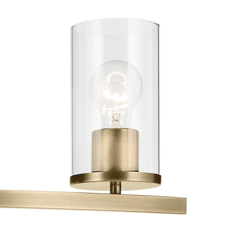 Image of Kichler Crosby 4.5 inch 1-Light Wall Sconce Bathroom Light Fixture with Clear Glass in Natural Brass for Powder Room, Hallway, Kitchen, Bedroom (4.5 inch x 9.25 inch), 45495NBRCLR