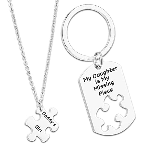 Kivosliviz Daughter Father Necklace Gifts Set Father Daughter Keychain My Daughter Necklace Matching Dady and Daddy Daugther Necklace Cover