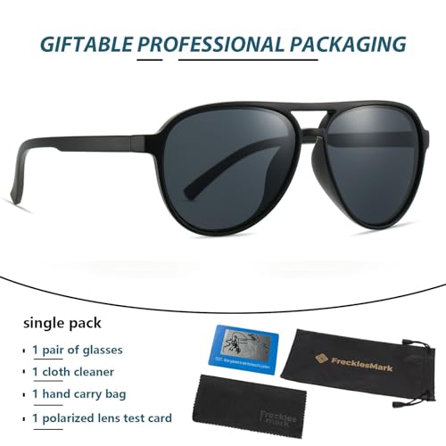 Image of Freckles Mark Classic Aviator Polarized Sunglasses for Men Women Double Bridge Retro 70s 80s Glasses Coloful Shades
