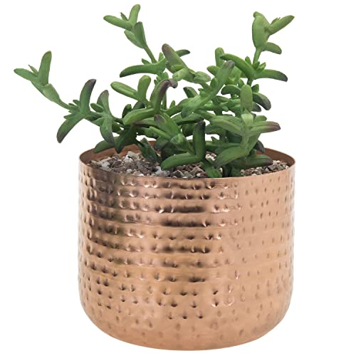 MyGift 6 Inch Copper Tone Metal Plant Pot with Hammered Design, Decorative Small Succulent Planter...