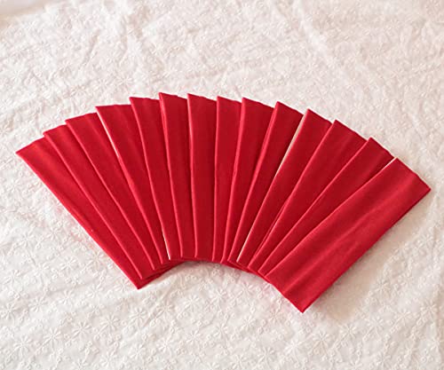 Image of Sport Yoga Headbands,Pack of 14,Fashion Soft Elastic Polyester Sweatband Yoga Stretchy Headband for Women Man Girl (Red)