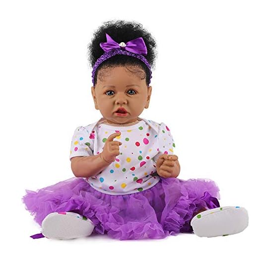 HOOMAI Lifelike Reborn Baby Dolls with Soft Body African American Realistic Girl Doll 22.8 Inch Best Birthday Gift Set