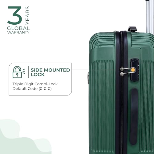 Image of ACEPACK Brampton 56 cms Dark Green Hard Sided Cabin Size Luggage Trolley Bag for Travel Suitcase with 8 Spinner Wheels for Men and Women,
