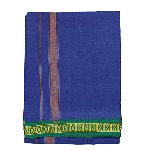 Kolakeer™ Men's Cotton Color Dhoti Angavastram Set - 1.8 Mtrs Dhoti with 1.2 Mtrs Angavastram - Thalapathy Style Mundu Set2