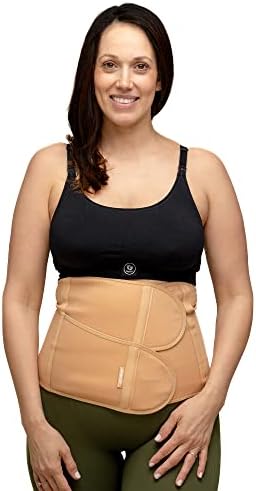 BABYGO® Postpartum Belly Wrap Belt for Women | Cesarean section abdominal belt | Belly band pregnancy | including exercise book for recovery after birth (Nude, One Size)