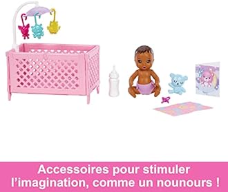 Barbie Skipper Babysitters Inc.™ Crib Playset with Latina Friend Doll, Baby Doll with Sleepy Eyes, Furniture and Themed Accessories