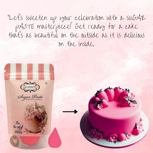 Image of Confect Sugar Paste | Edible Sugar Paste | Fondant for Cake Decoration | Chef's Choice for Cake Decorating (250g (Pack of 1), Melon Pink)