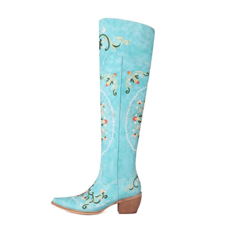 WILDKATZEN Women Cowboy Boots Fashion Western Embroidered Boots