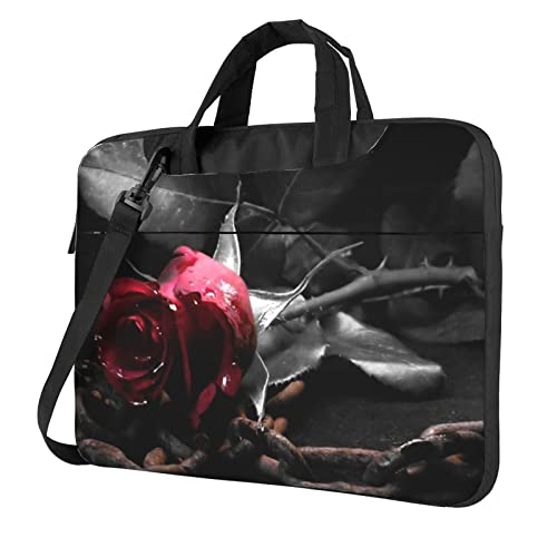 Sac ordinateur portable étanche à bandoulière avec motif roses noires pour le quotidien