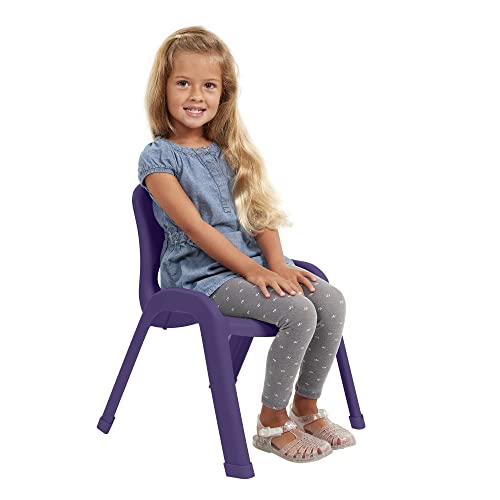 Image of ECR4Kids Plastic Stackable SitRight Chair, 11in, Classroom Furniture, Eggplant, 4-Pack