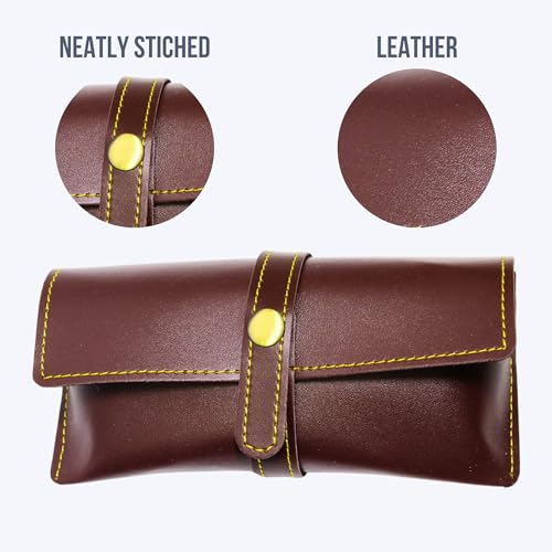 Image of Personalized Leather Goggle Cover | Custom Name | Unisex Faux Leather Eyewear Case with Button Closure | Travel-Friendly & Durable Sunglasses Holder for Men & Women
