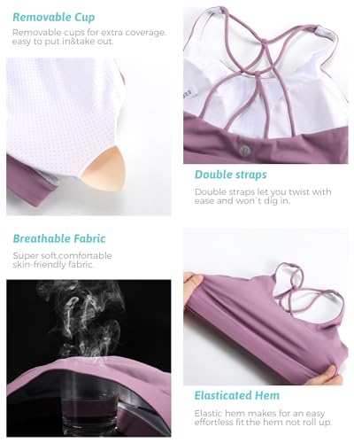 Image of RUNNING GIRL Sports Bras for Women,Padded Purple Sports Bra Tank Top Sexy Crisscross Back High Impact Longline Workout Yoga Bra(WX2934Purple,L)