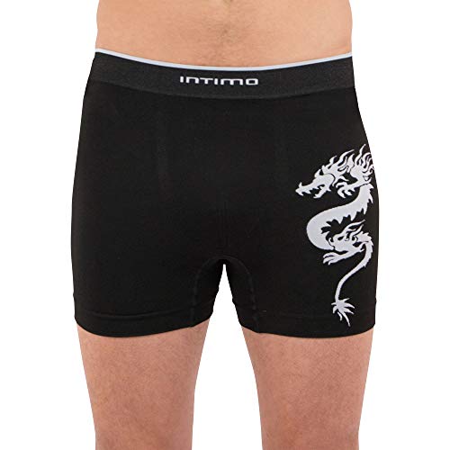 INTIMO Men's Dragon Silhouette Casual Fabric-Blend Boxer Briefs Sleep Lounge Underwear Loungewear