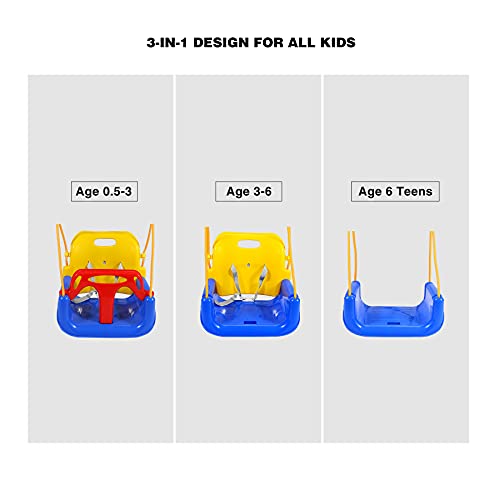 Image of RedSwing 3-in-1 Baby Swing Seat, Toddler Swing, Anti-Flip Snug & Secure Detachable Infants to Teens Kids Swings Seat for Outside Playground, Blue Red