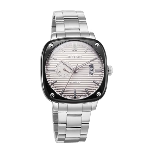 Image of Titan Vintage Concealed Automatic Analog with White Dial Silver Stainless Steel Strap Watch for Men - 90225KM01