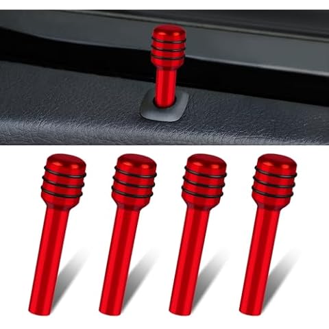 Rislobx 4 PCS Car Door Lock Knobs, Inner Door Lock Pull Pin Cover, Aluminum Alloy Decorative Door Lift Bolt, Universal Auto Accessories for Cars, Trucks (Red) Cover