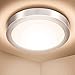FactorLED Plafón Superficie LED Circular 20W Osram, Lámpara Redonda Techo y Pared, Marco Plata, Luz Seleccionable en cálida, natural o fría desde su interruptor (3000K-4000K-6000K) (20)