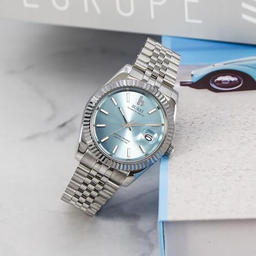 Image of BUREI Men's Classic Luxury Watch Stainless Steel Waterproof Machine Watch Fashion Double Watches Date Sapphire Crystal