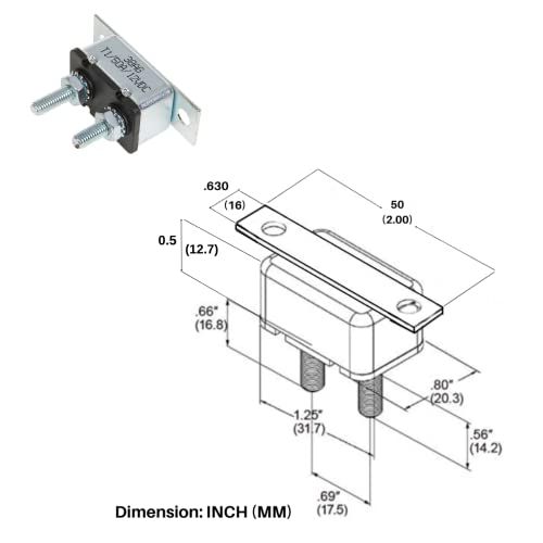 Gloso E513C Auto Reset Circuit Breakers (T1) Stud Type Lengthwise Bracket For Marine Boat Truck Rv Motorcycle Heavy Machinery Medical Motors - 30A, 1 Pack #TOP1