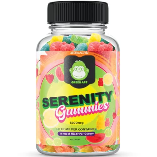 Green Ape Serenity Gummies for Pain Tinnitus Shark Hemp Arthritis 1500mg (60 Gummies)