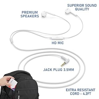 LUDOS ZENITH Auricolari In-Ear Cuffie, Cuffiette con Filo e Microfono, 2 Anni di Garanzia, Cuffie Isolamento Acustico, Cuffiette Cellulare, Jack 3,5 mm per iPhone, Apple, Samsung, Huawei - Bianco