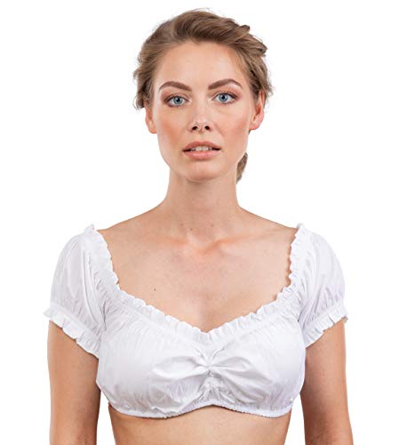 Schöneberger Trachten Couture Dirndl Blusa Juliana sin Tirantes - Hombros de Oferta - Ladies Dirndl Blusa Blanca Juliana (38, Blanco)