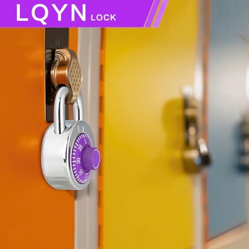 Image of Combination Lock, LQYN Standard Dial Combination Lock, Pack of 100; Purple Turnplate, 2 in. Wide, Fixed Three Digital Combination, for School, Gym & Locker, Toolbox, Gate