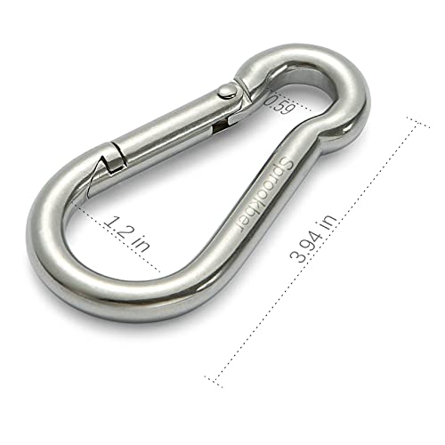 Image of sprookber Stainless Steel Spring Snap Hook Carabiner - 304 Stainless Steel Clips, Set of 6