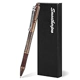 SMOOTHERPRO Bolt Action Pen, Solid Brass Ballpoint Pen Compatible with Pilot G2 Refill, Weighted Heavy Pen for Tremor Parkinson Arthritic Hand, Plated Vintage Retro Black(RG335)