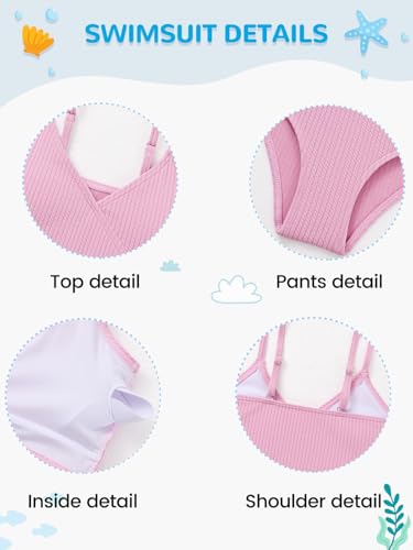 Image of Girl's 2 Piece Swimsuit Solid Spaghetti Strap Bikini Sets Beach Bathing Suit Swimwear for Teen Girls